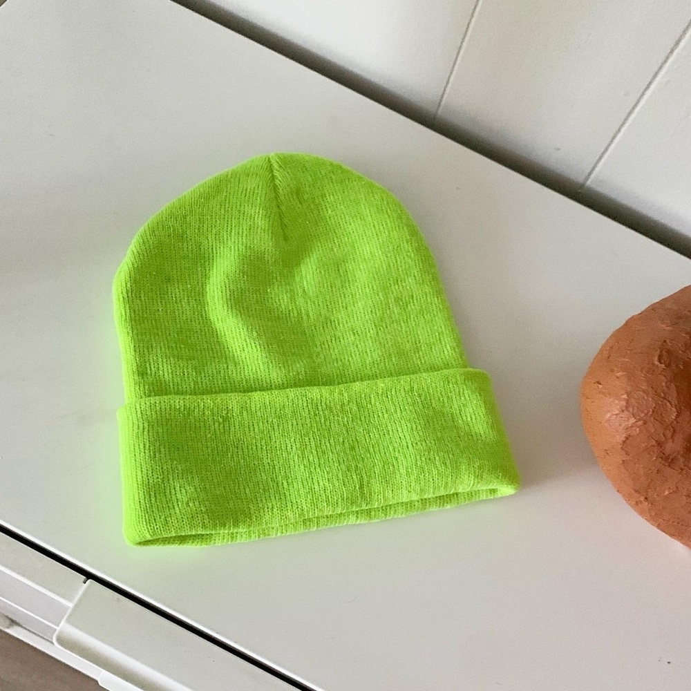 Neon green beanie